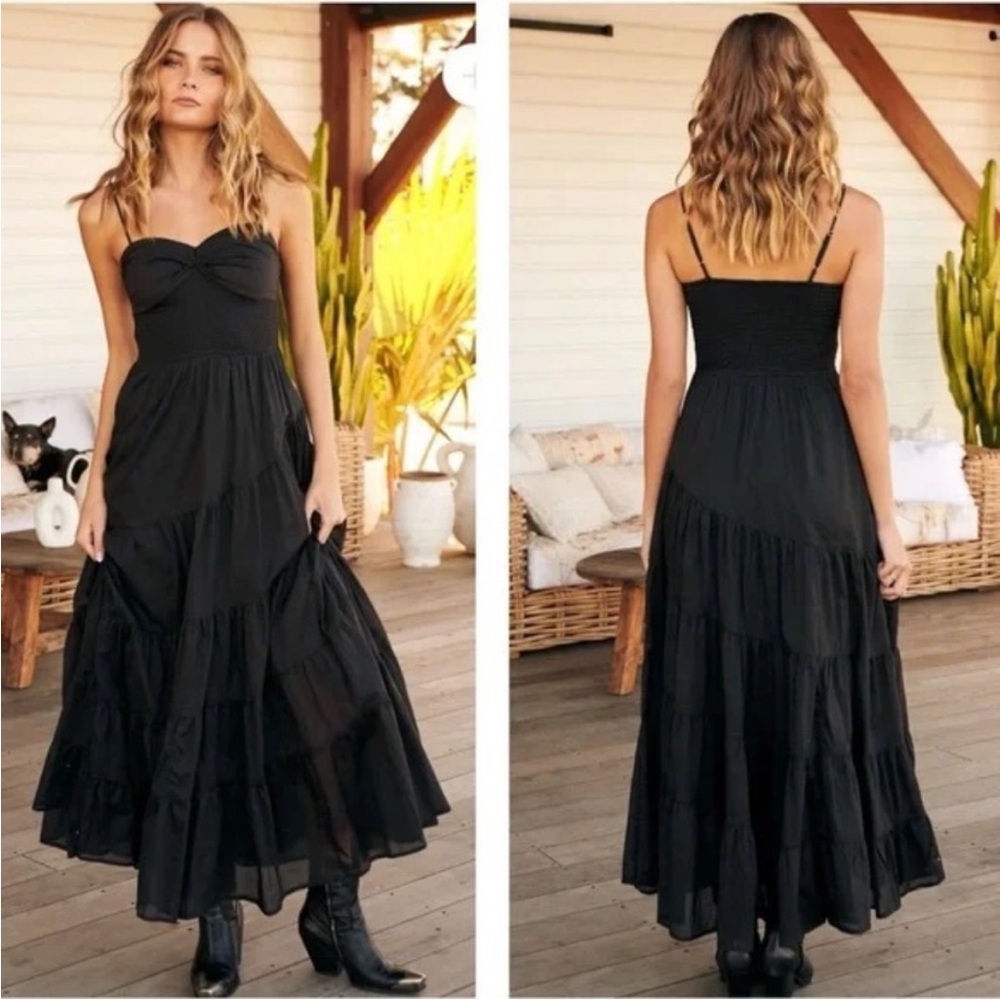 Free People Sundrenched Solid Maxi Dress in Black Size XS - Picture 3 of 11